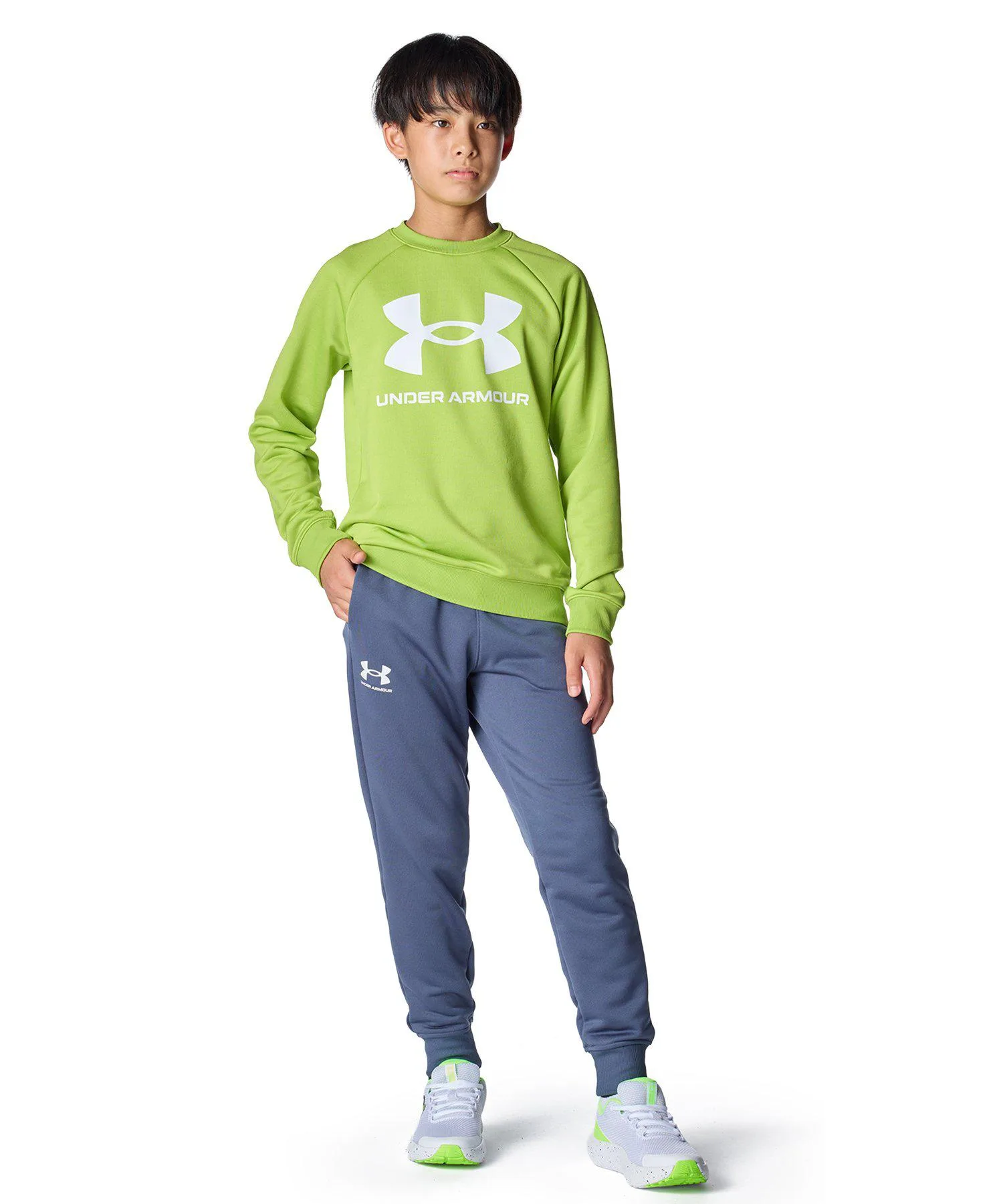 Детские джоггеры из флиса UA Tech Terry UNDER ARMOUR темно-серые — фото 3