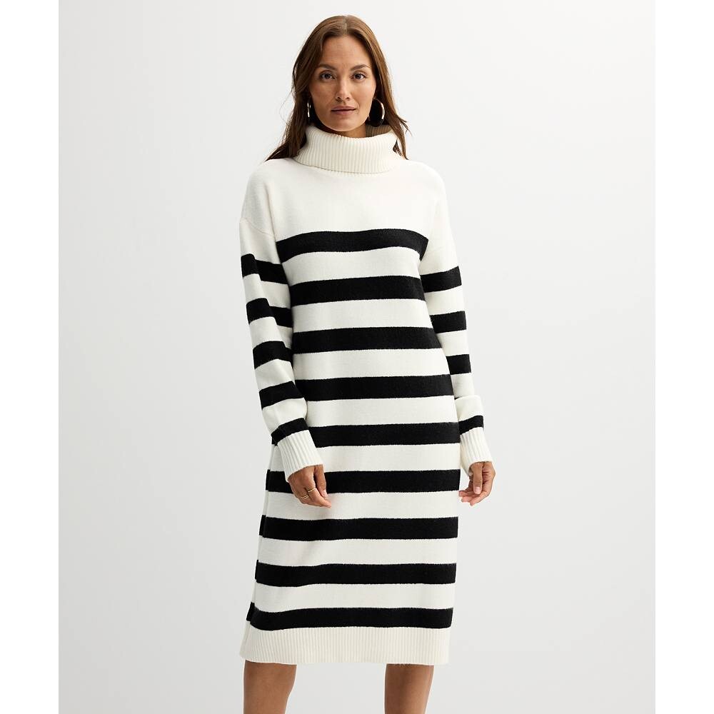 

Женское платье-свитер с высоким воротником Nine West, цвет Black And White Stripe