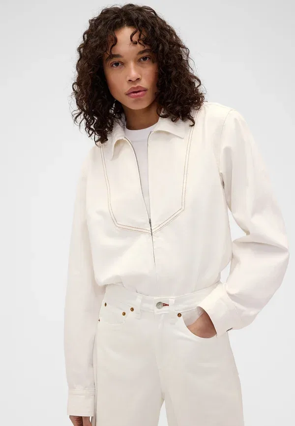 Рубашка Victoria Beckham Denim Zip Shirt Button Down Blouse Gap, свежий белый