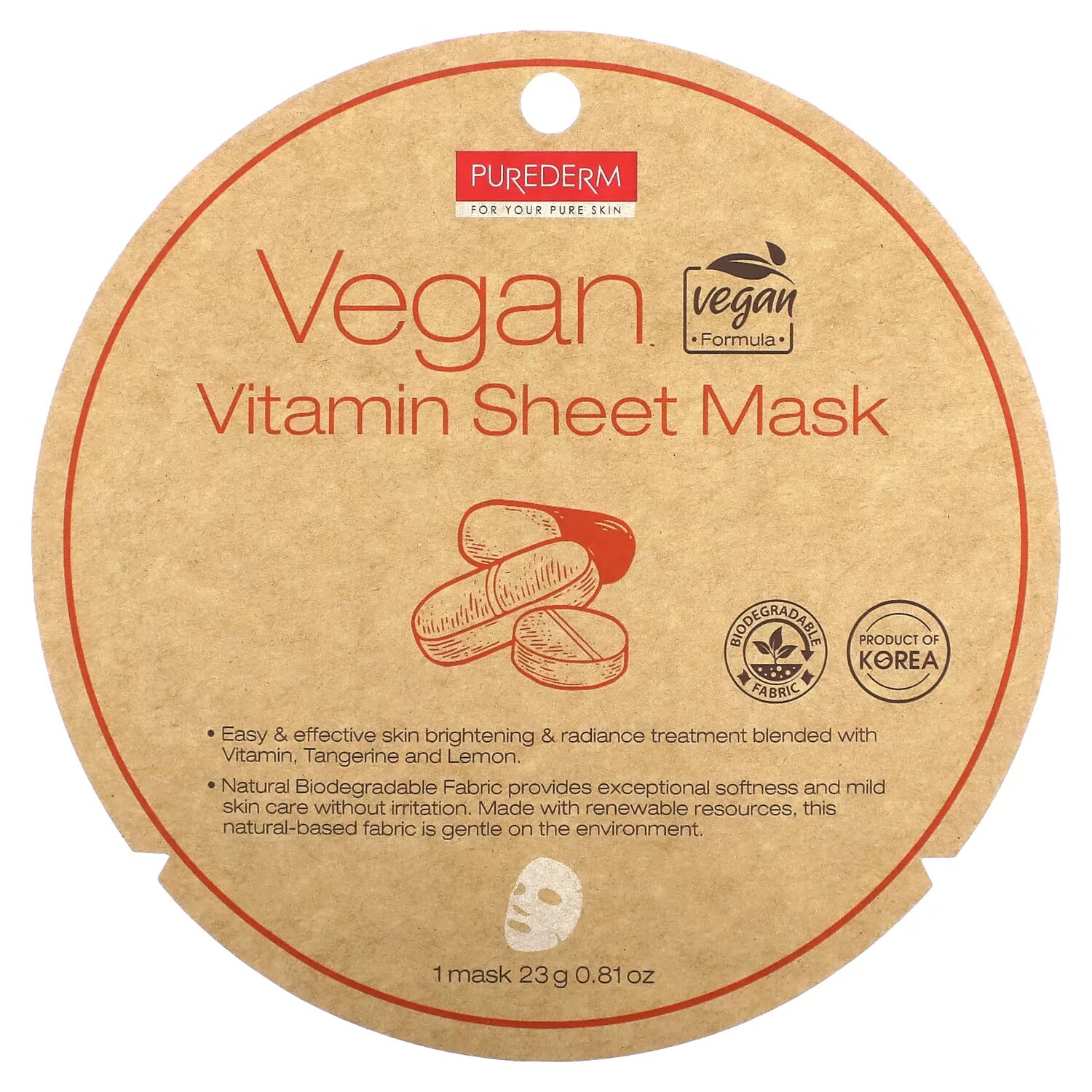 

Маска витаминная Purederm Vegan тканевая