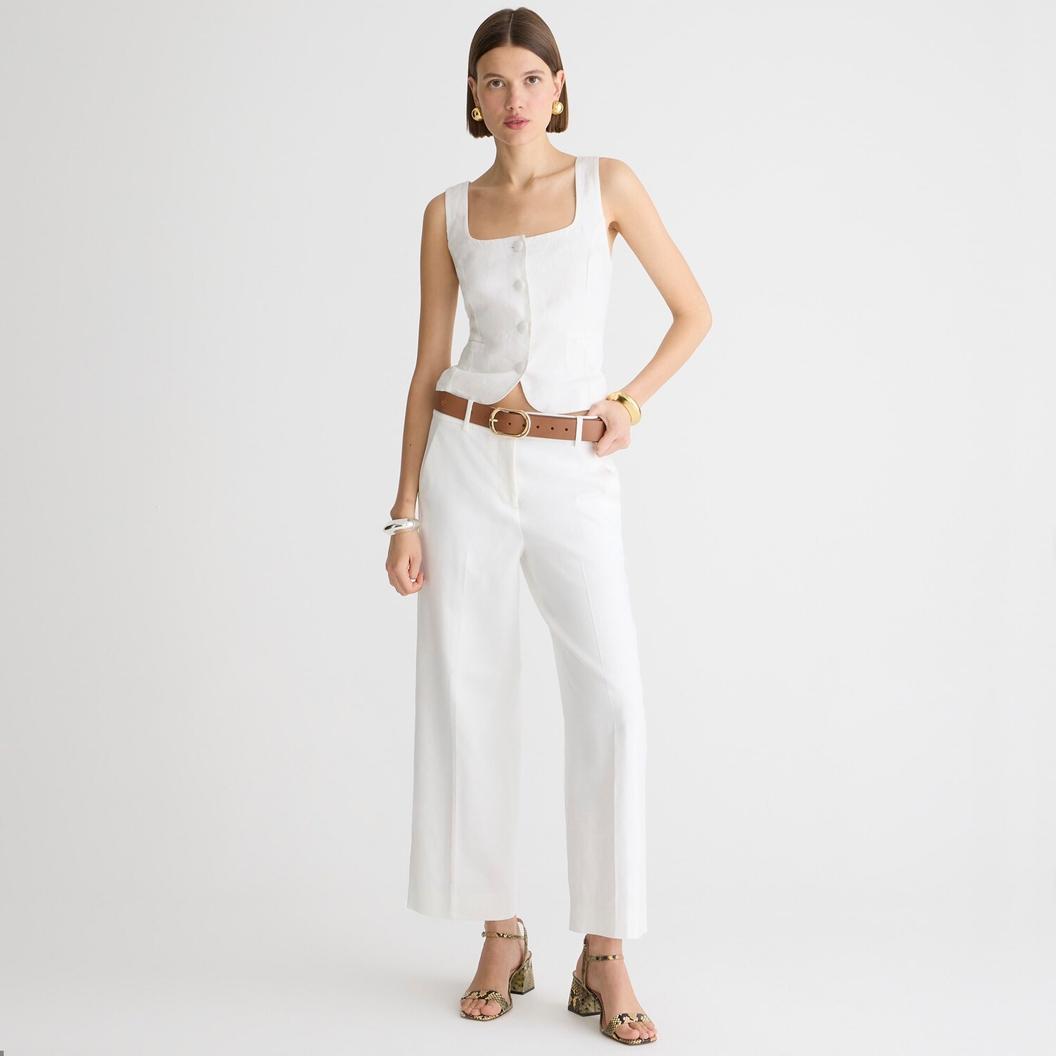 

Брюки Sydney из эластичной льняной смеси J.Crew, белый