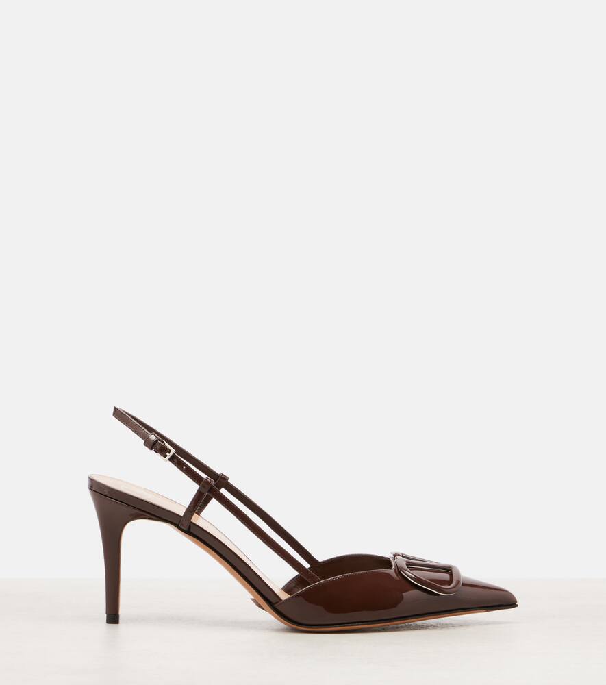 Туфли-лодочки VLogo из лаковой кожи на ремешке Valentino Garavani, Bark Brown — фото 4