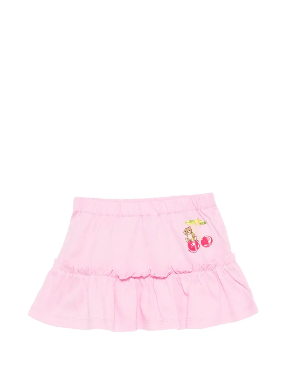 Юбка с вишневым принтом и оборками Moschino Kids, розовый