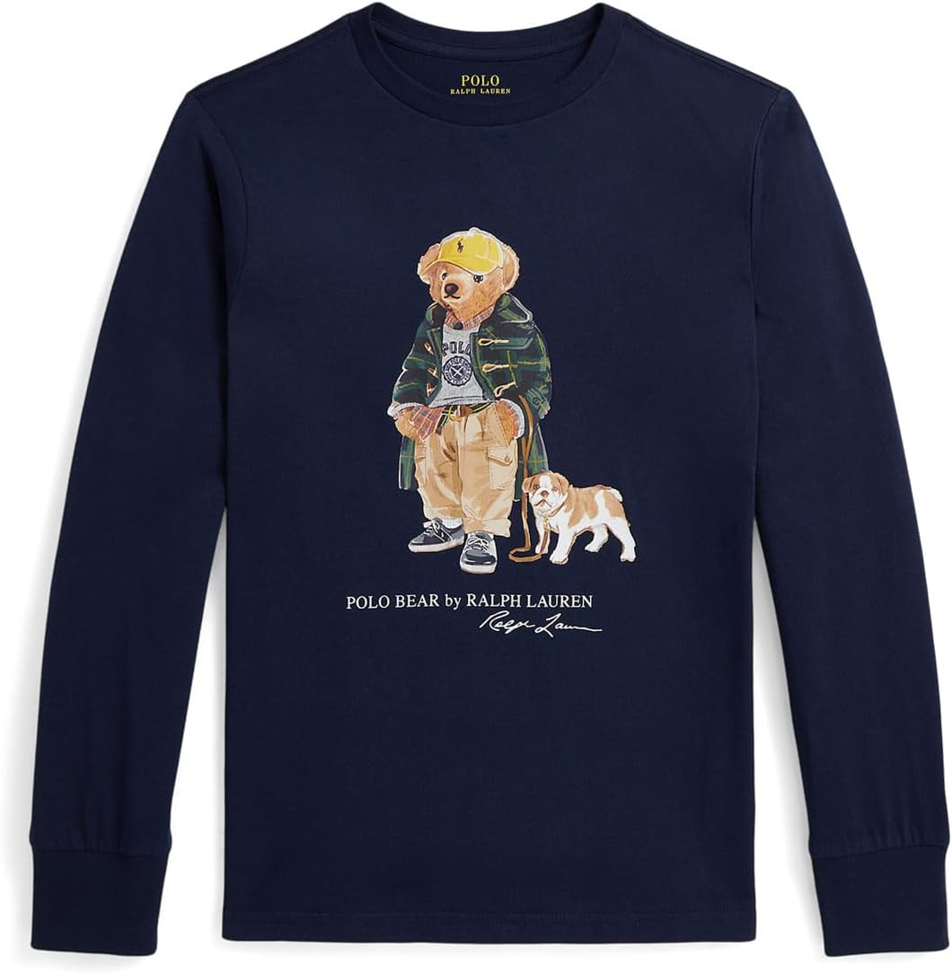 

Футболка Polo Ralph Lauren Kids Polo Bear Cotton Long-Sleeve Tee, цвет Refined Navy