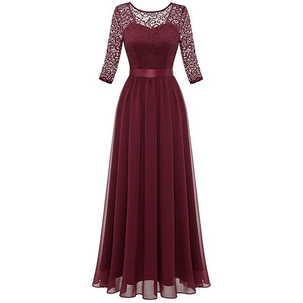 

Женское вечернее платье с длинными рукавами в винтажном стиле с цветочным кружевом Megaretailer