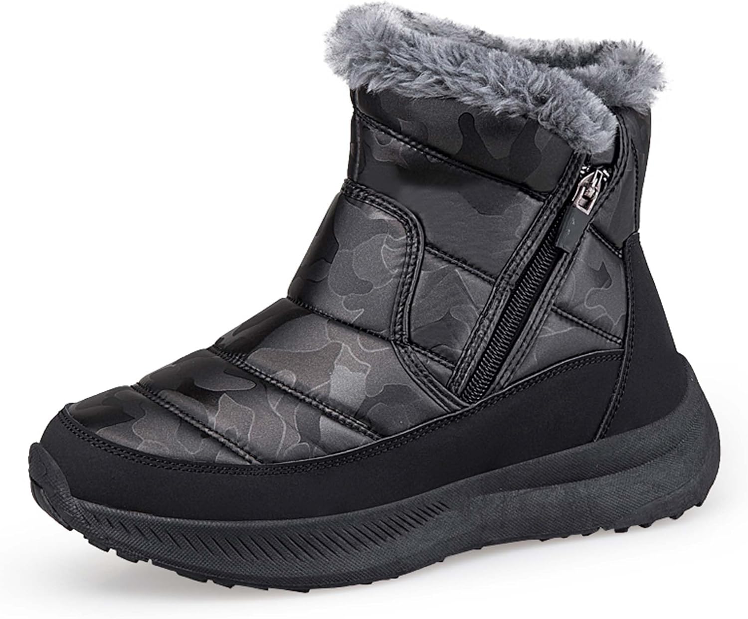 

Мужские и женские зимние снегоступы, водонепроницаемые, с теплой флисовой подкладкой, зимние походные ботинки до щиколотки, противоскользящие, подходят для холодной погоды, прогулок, работы и спорта Generic, черный
