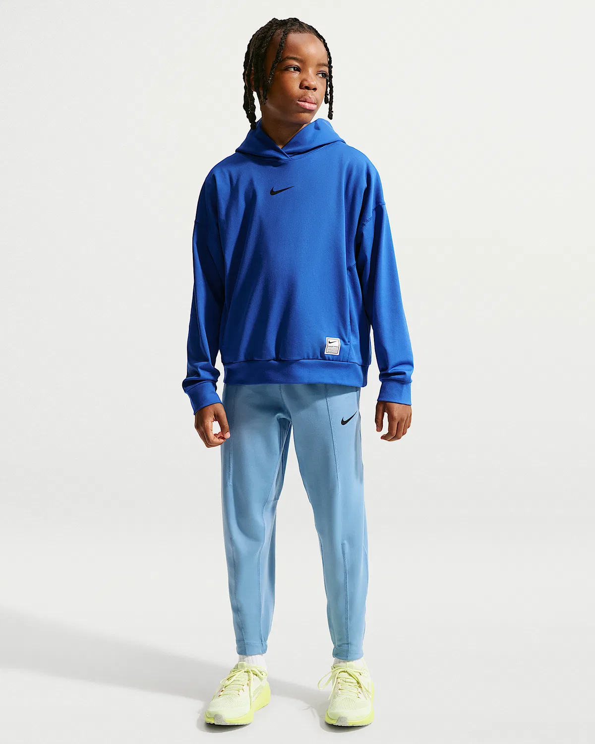 Детская (мальчиковая) флисовая кофта с капюшоном Dri-FIT Nike Pro, Game Royal/Black — фото 4