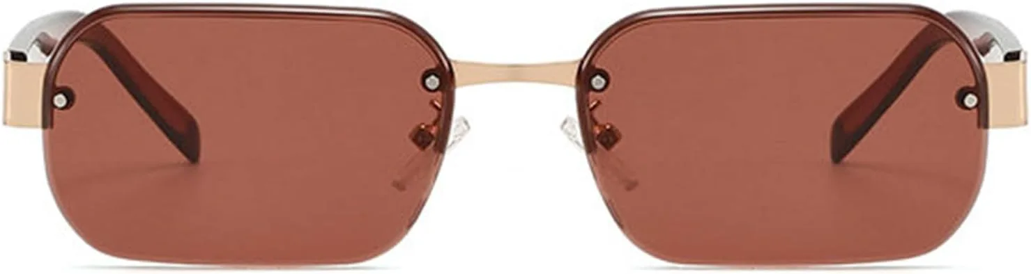 

Солнцезащитные очки COTIA в винтажном стиле, прямоугольной формы, без оправы, для женщин и мужчин, в стиле ретро, ​​маленькие квадратные, без оправы, цельные, Brown