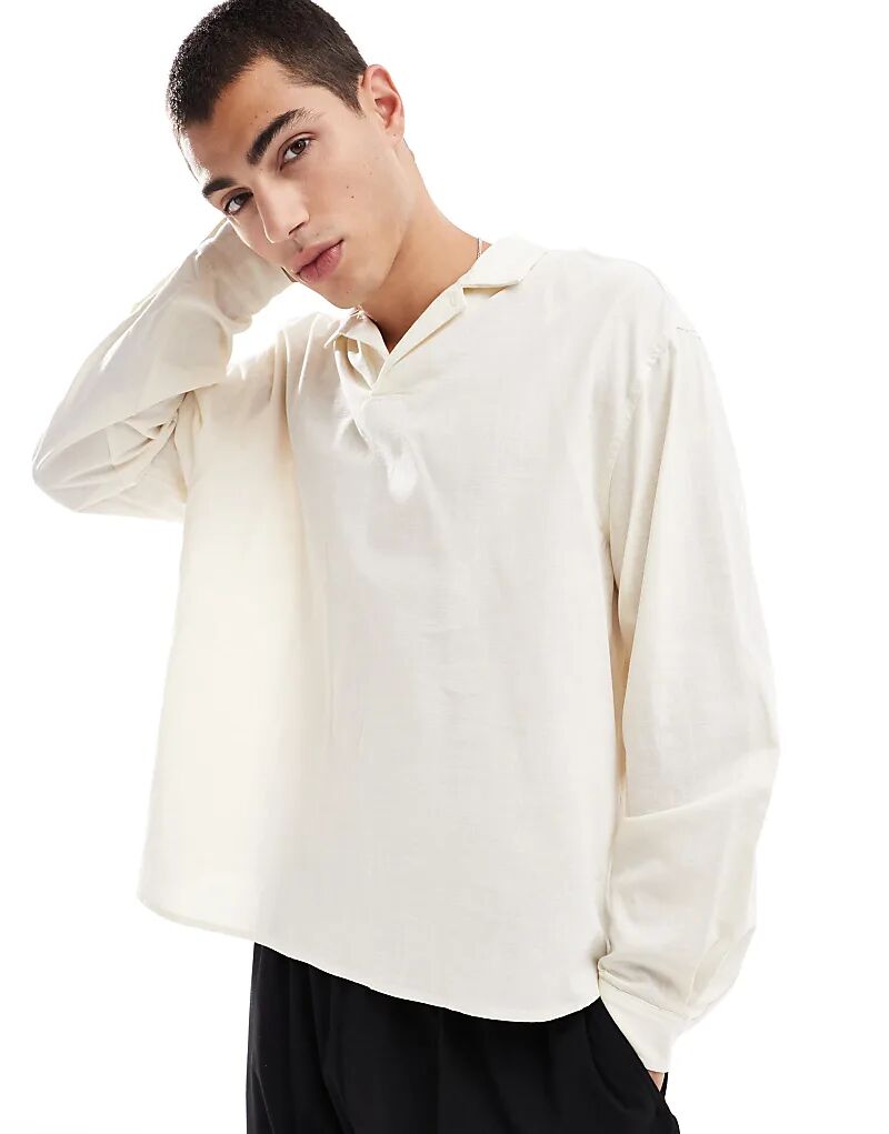 

Рубашка свободного кроя ASOS EDSIGN свободного кроя в бежевом цвете ASOS DESIGN