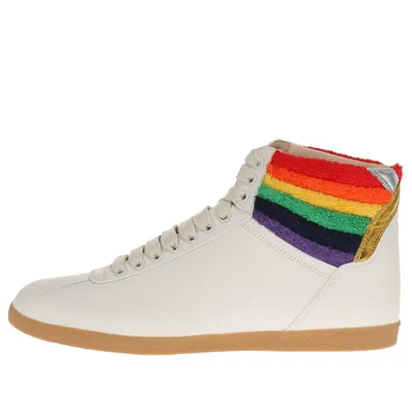 

Кроссовки lace up high top 'rainbow heel collar' Gucci, белый