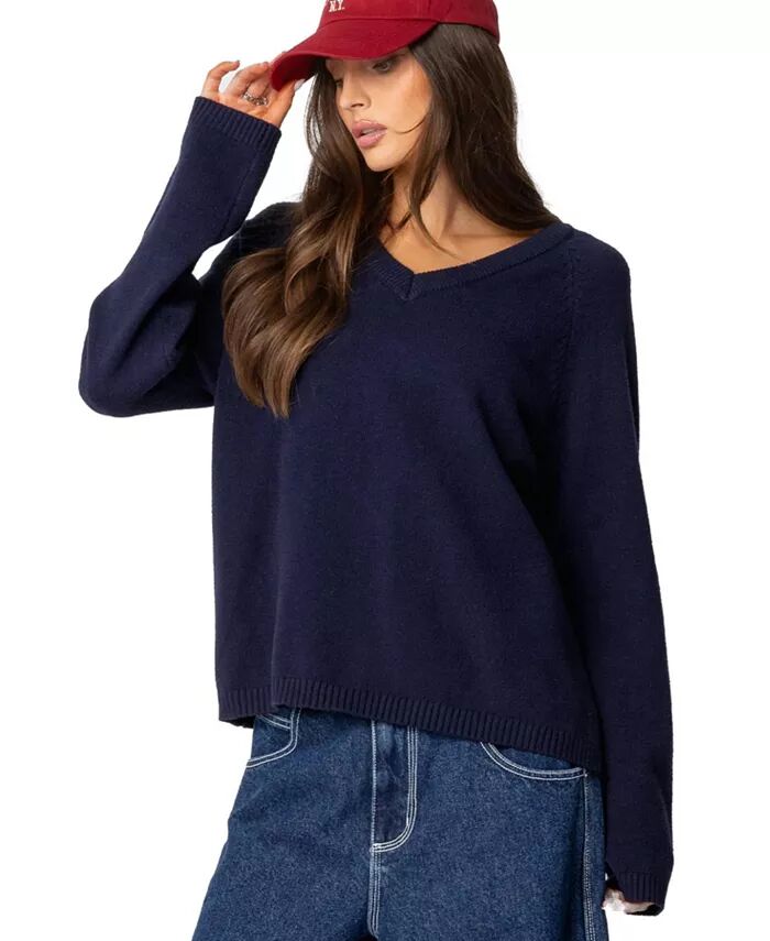 

Женский свитер Martha oversize с V-образным вырезом Edikted, синий