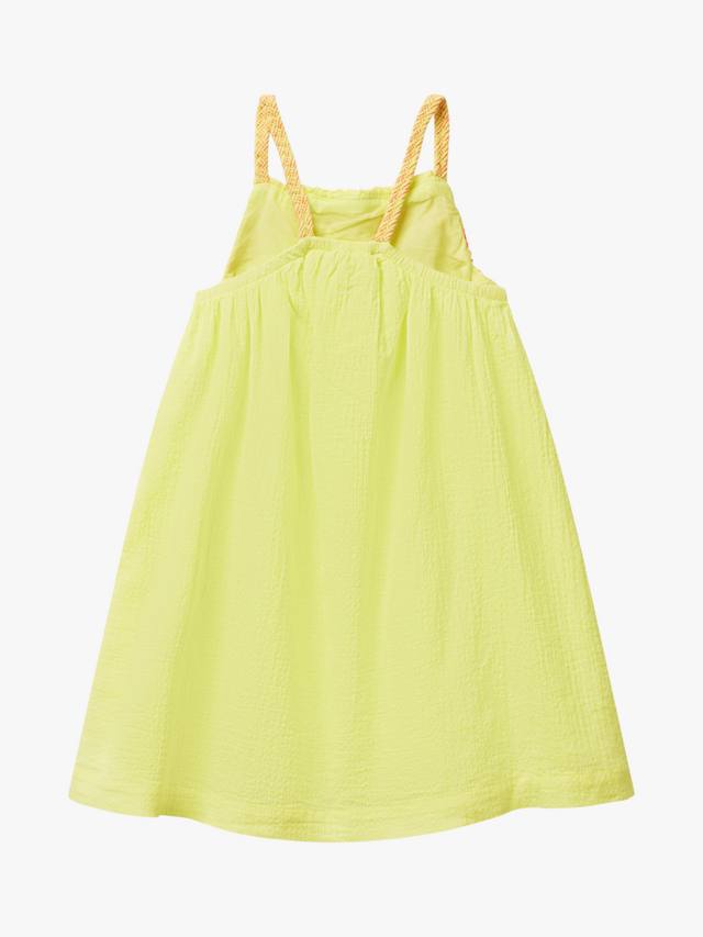 Детское хлопковое платье без рукавов с кружевом и кисточками Benetton, Lime — фото 2