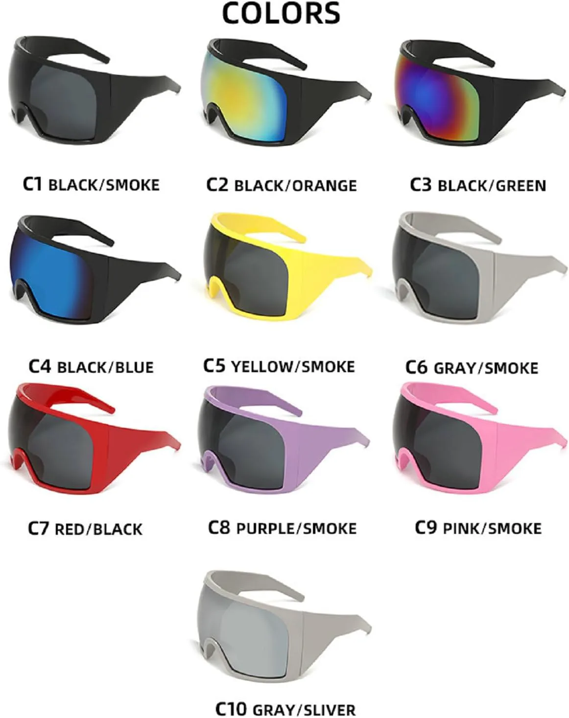 

Крупные цельные солнцезащитные очки для женщин, солнцезащитные очки-щитки с обтекаемой формой, модные квадратные очки-маски для женщин в стиле 2000-х mincl, Red