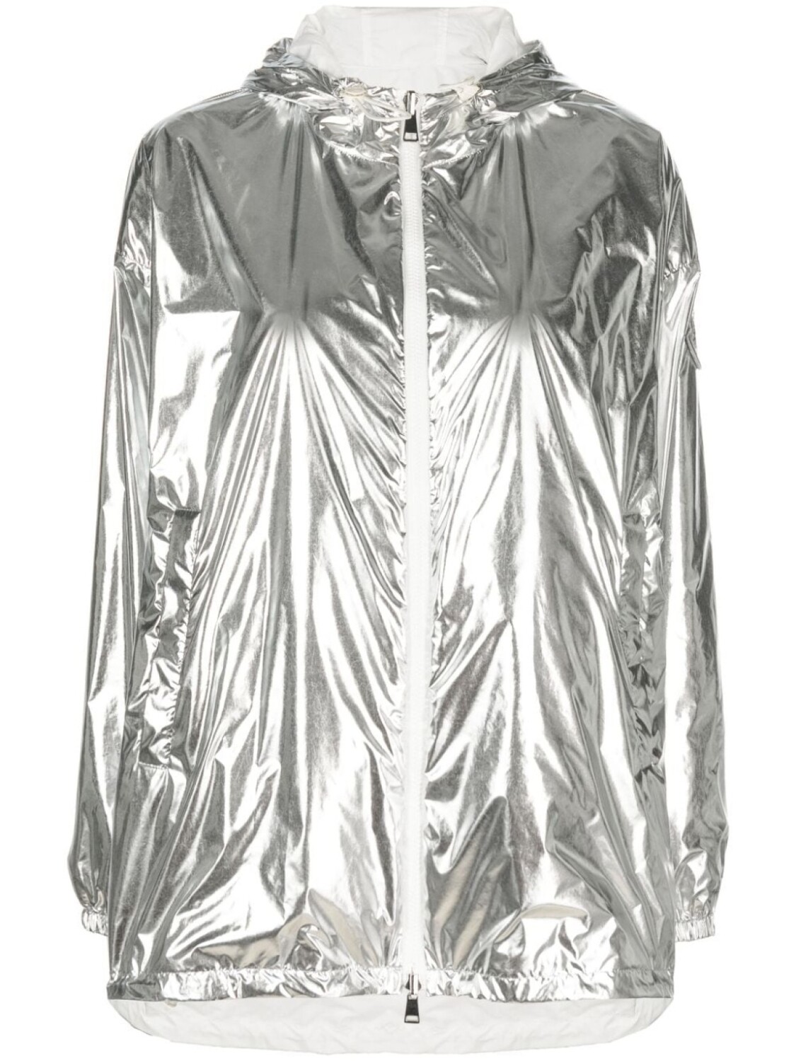 

Moncler куртка с капюшоном и эффектом металлик, серый