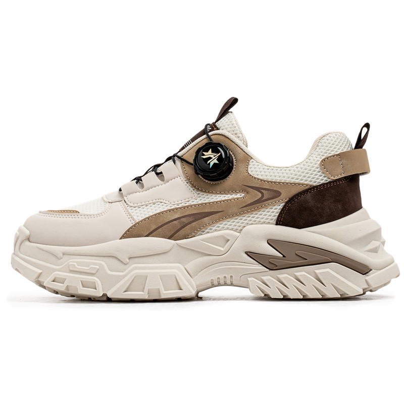 

JANECO Антискользящие и износостойкие дышащие массивные низкие кроссовки мужские бежевые, цвет Beige