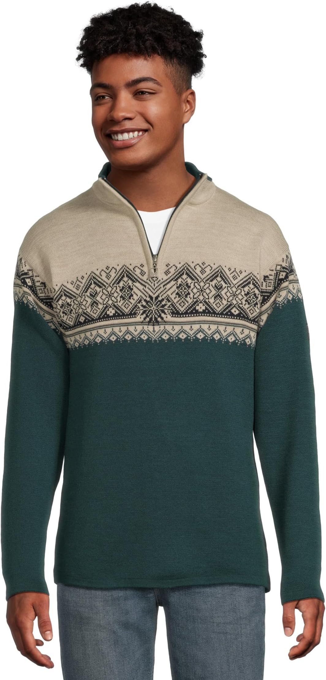 

Свитер Dale of Norway Men's Moritz Masculine, Pinegreen/Sand Melange/Marine