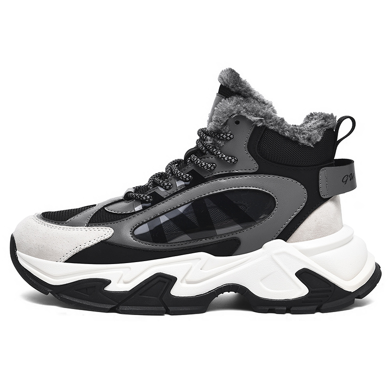 

Теплые водонепроницаемые короткие зимние ботинки с эффектом увеличения роста для мужчин BANGNEY, белый черный