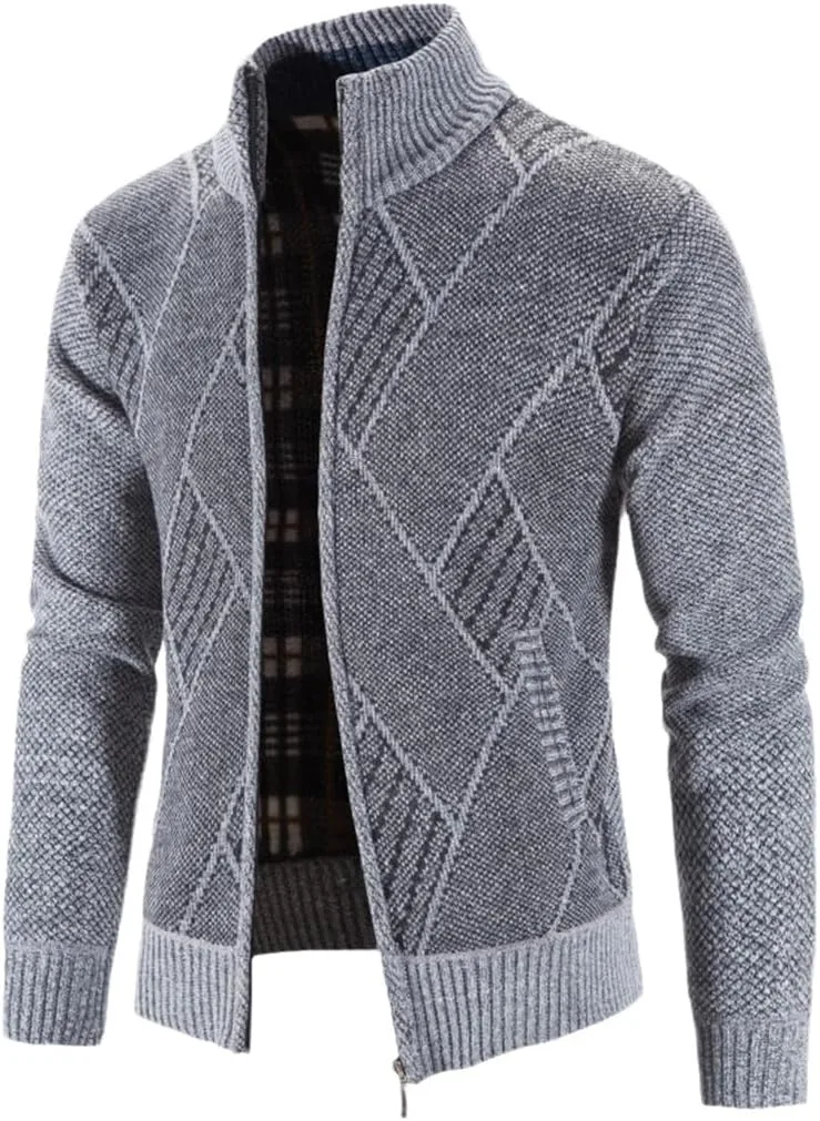 

Мужской кардиган с воротником стойкой, осень-зима, slim fit