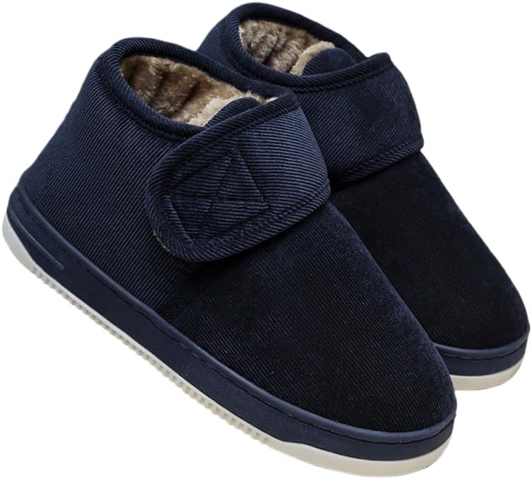 

Зимние мужские ботинки Hhhchpm с меховой подкладкой, теплые укороченные ботинки до щиколотки, подходящие для дома и улицы, с противоскользящей подошвой, удобные короткие ботинки, синий