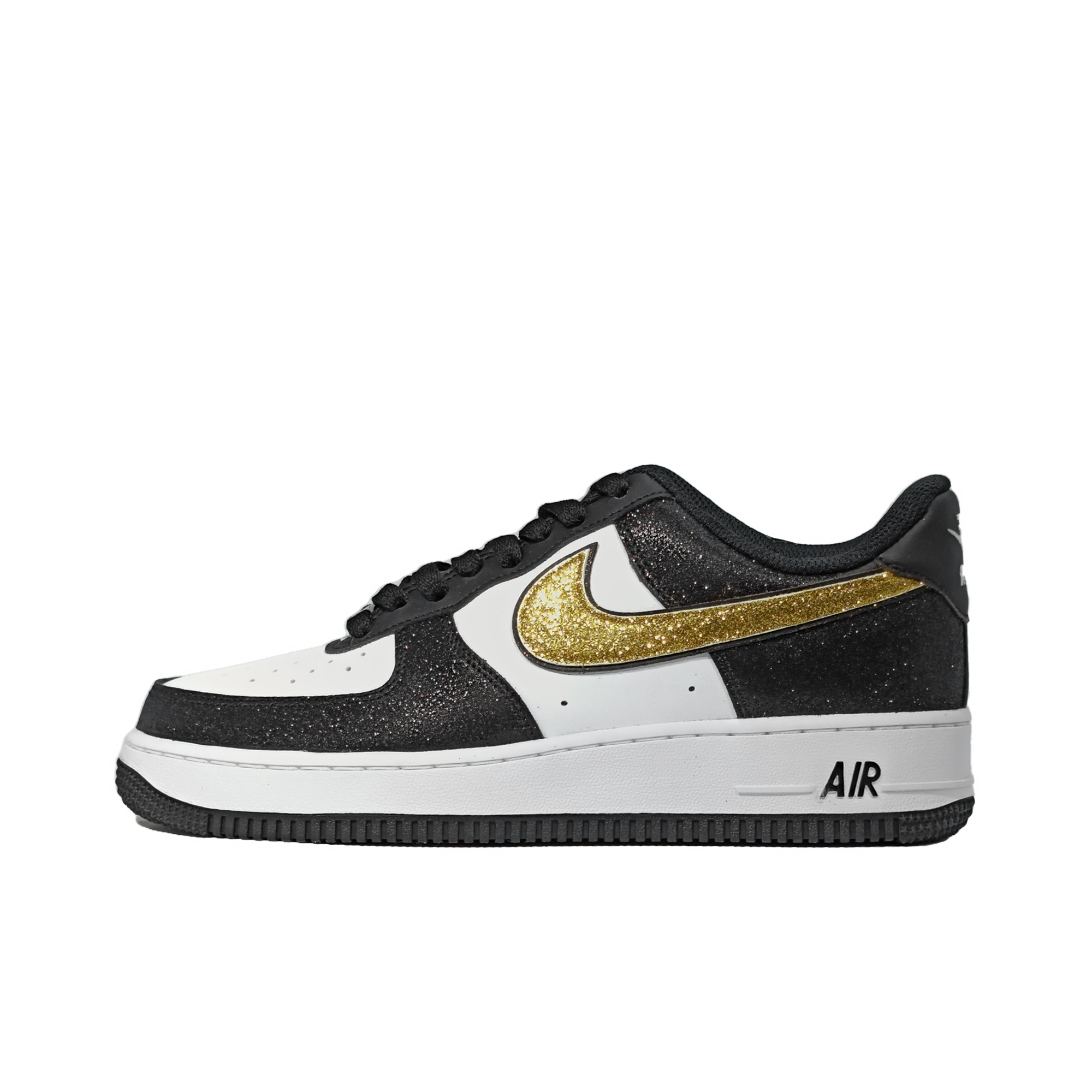 

Nike Мужские дышащие низкие кроссовки для скейтбординга Air Force 1, увеличивающие рост, черно-золотые