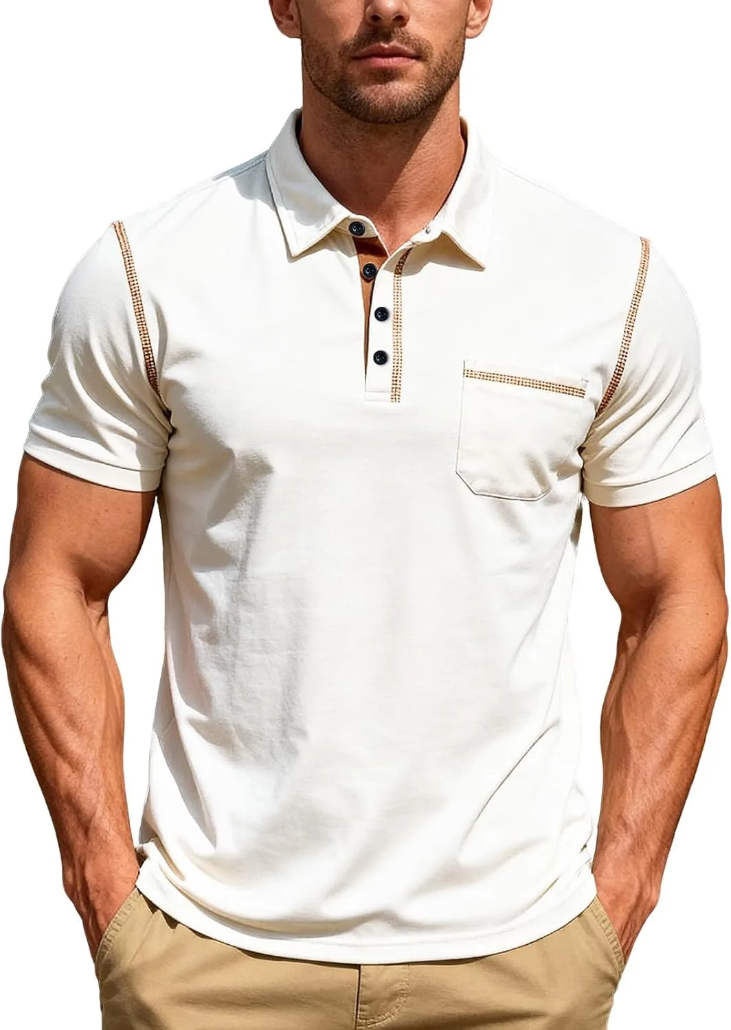 

Футболка-поло Henley для мужчин, свободная, базовая