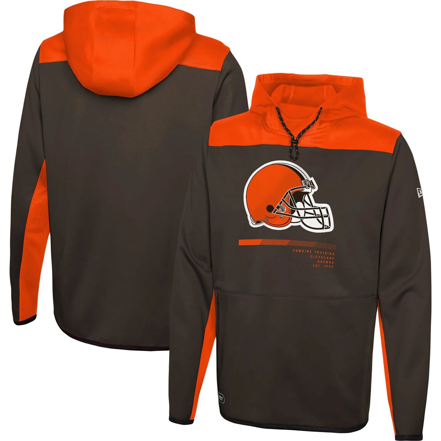 

Мужской коричневый пуловер с капюшоном Cleveland Browns Hard Hitter New Era