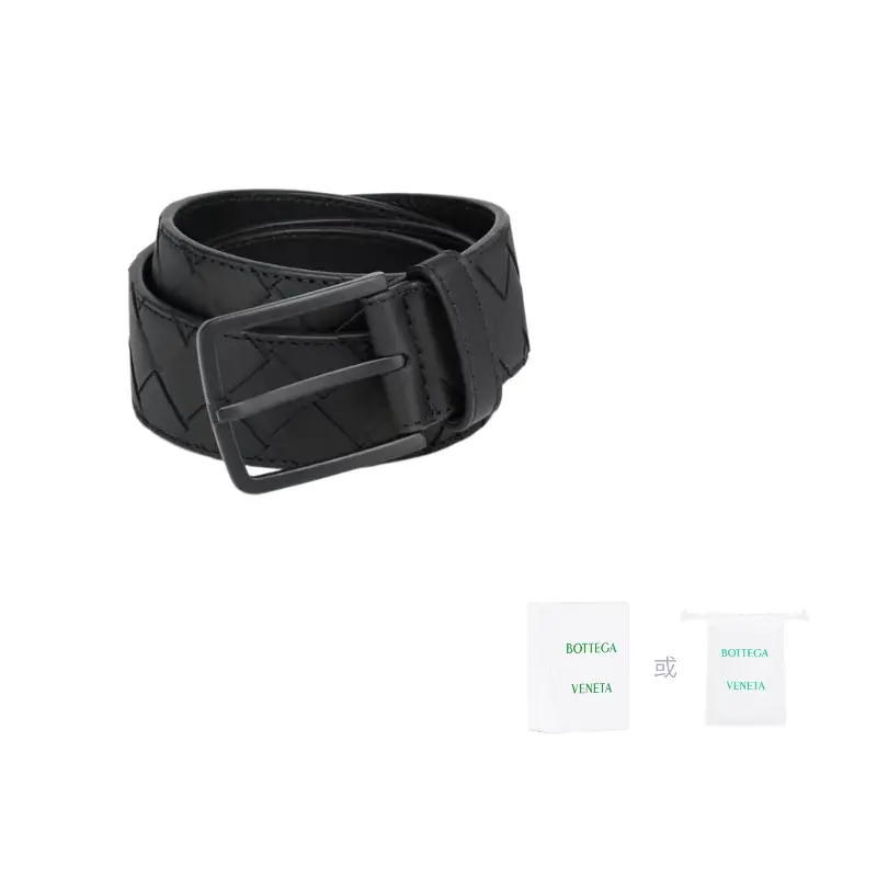

Bottega Veneta Плетеный ремень с пряжкой, Black