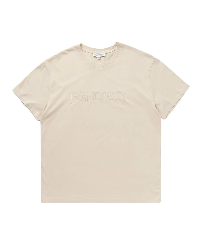 

Хлопковая футболка с вышитым логотипом Jw Anderson, бежевый