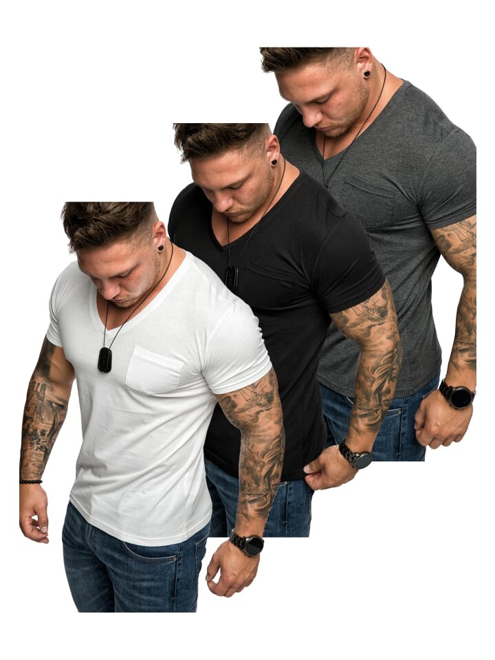 

Футболка Amaci&Sons, цвет (weiß + schwarz + anthrazit)