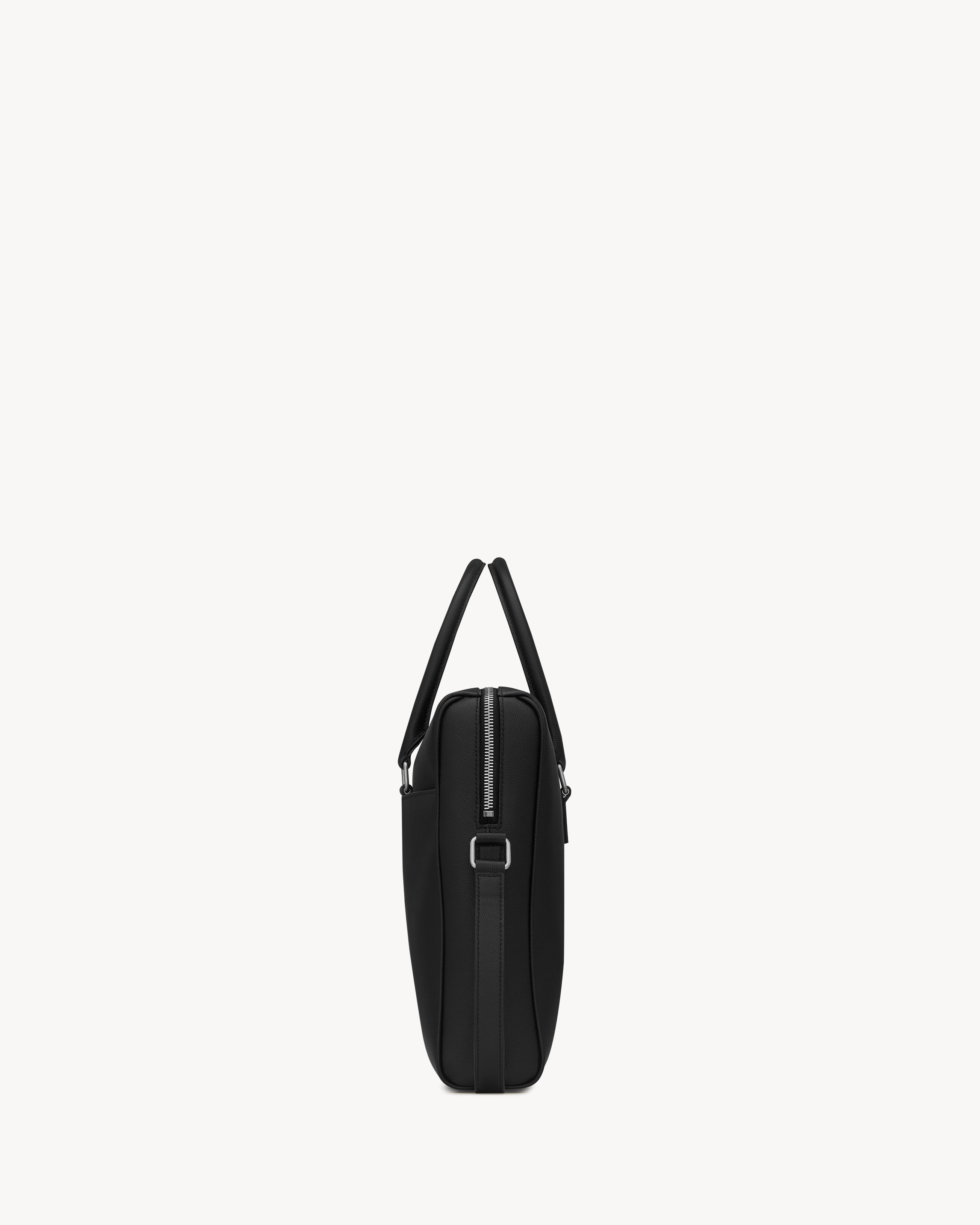 Портфель DUFFLE из тисненной кожи grain de poudre Saint Laurent, черный — фото 3