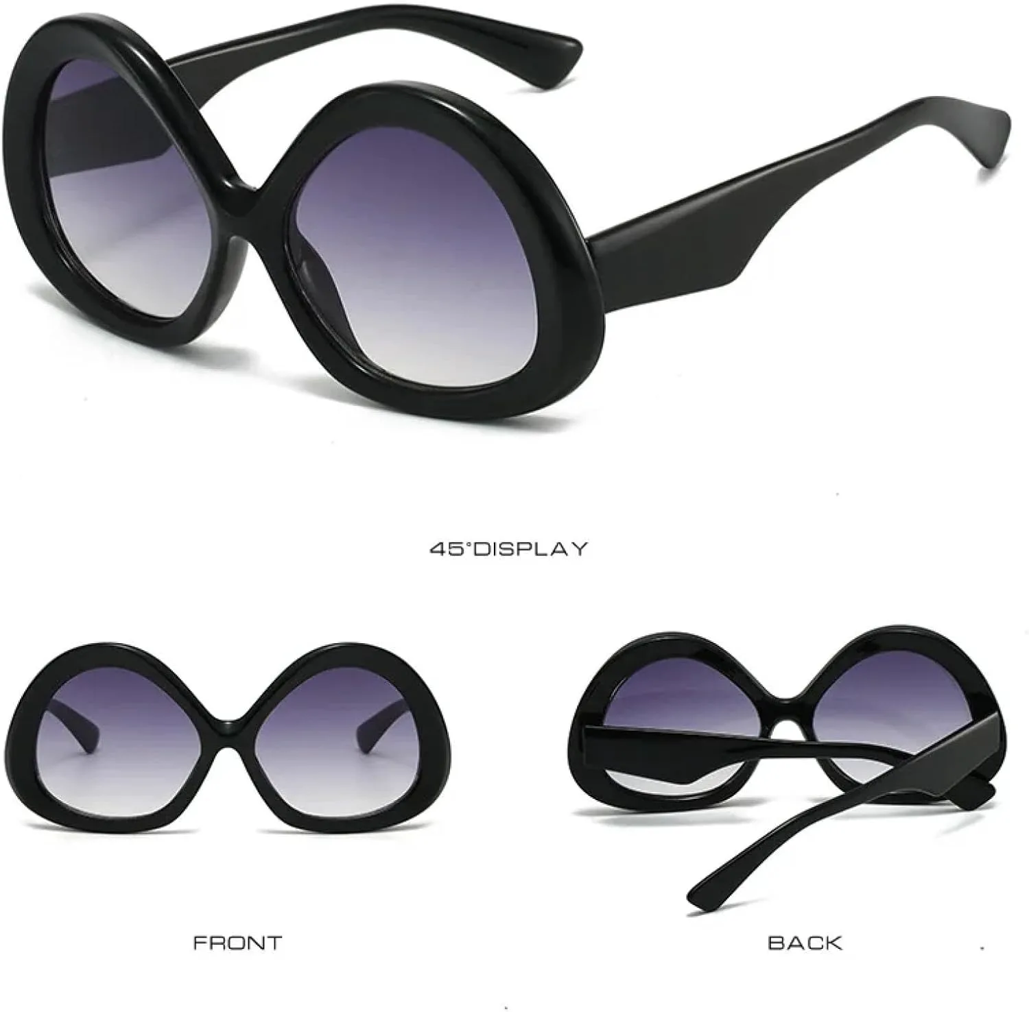 

Модные треугольные овальные солнцезащитные очки для женщин, винтажный узор, панк, градиентные синие оттенки, защита от УФ-излучения UV400 VVTWSSW, Black Gary