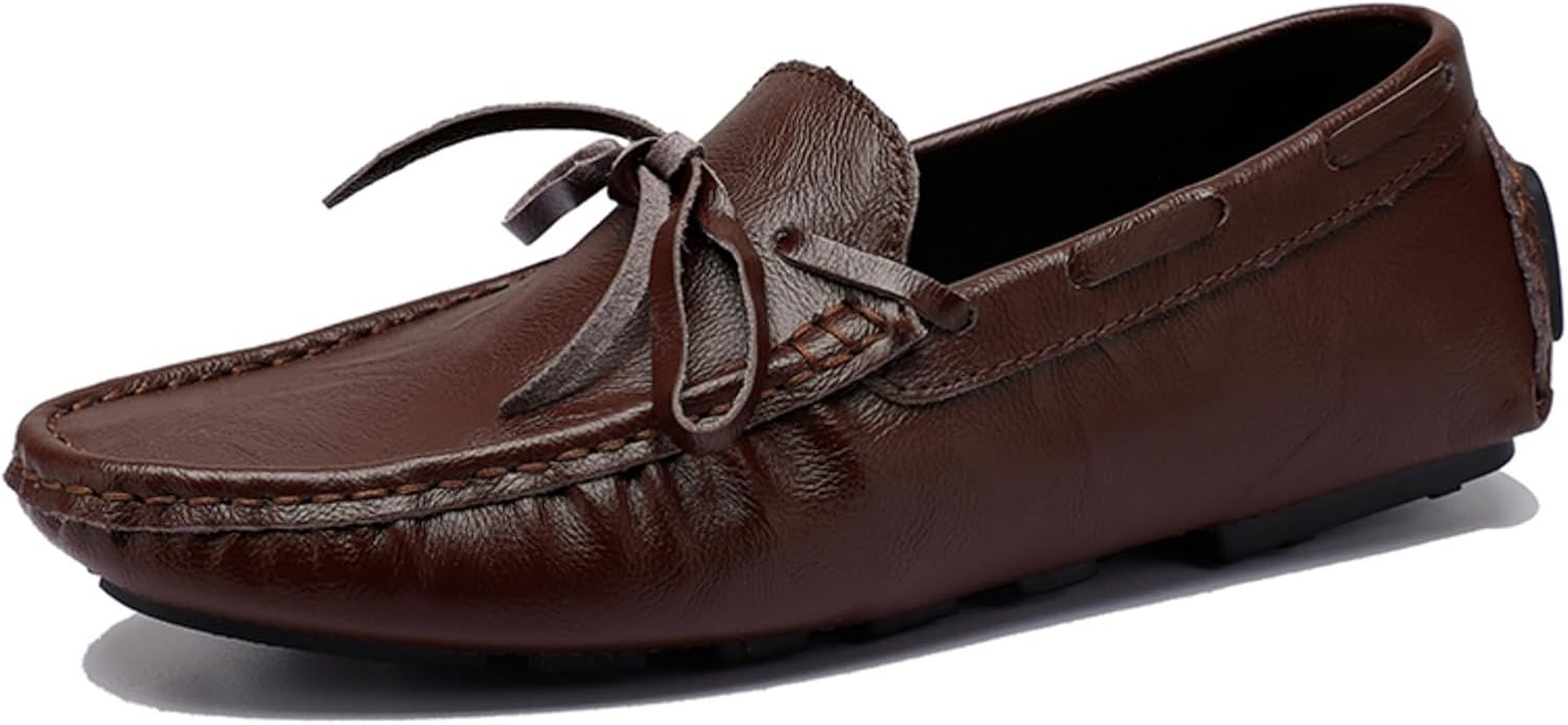 

Мужские модные лоферы Aokisx с бантом и кожаными акцентами, стильная повседневная обувь - идеально подходят для выходных, походов за кофе и ежедневных дел, темно-коричневый