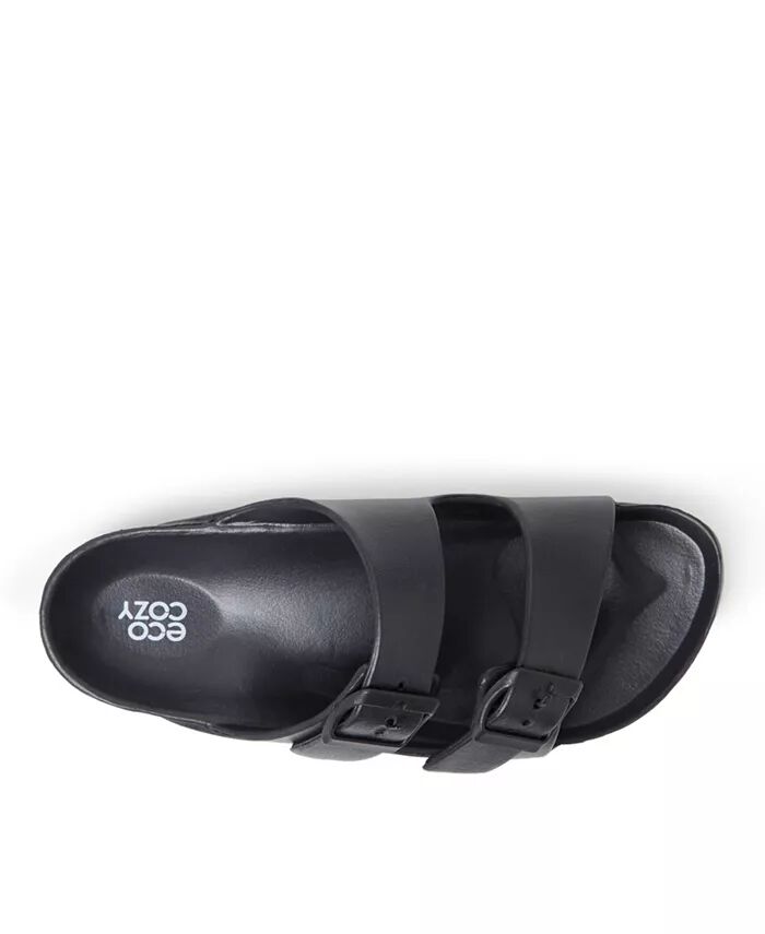 Женские сандалии EcoCozy с двойной пряжкой из экологически чистого материала Dearfoams, черный — фото 3