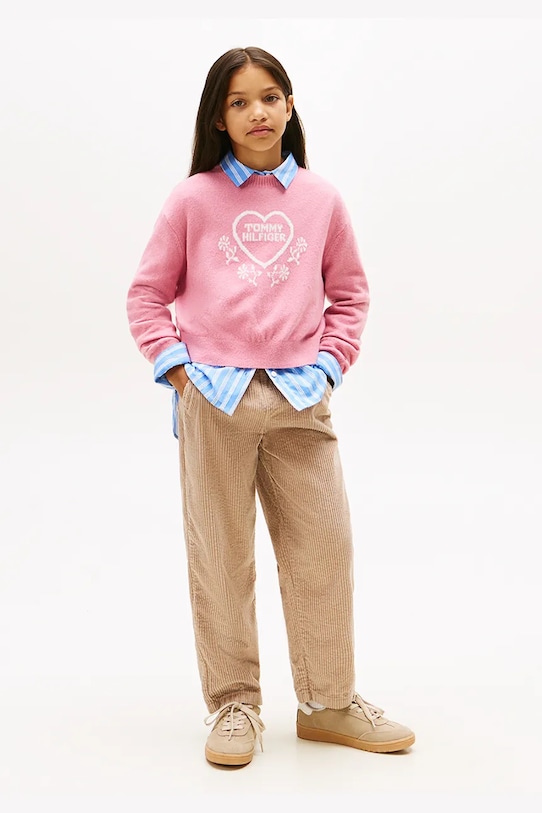 

Детские хлопковые штаны Tommy Hilfiger, бежевый