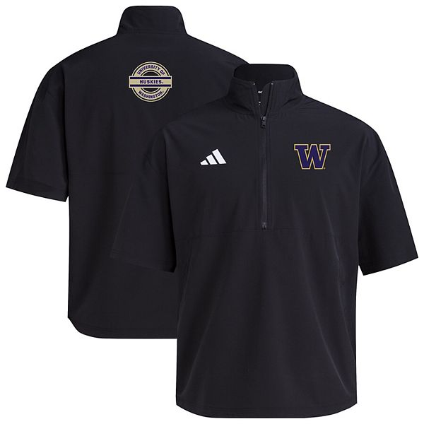 

Мужская черная куртка тренировочная washington huskies 2024 half-zip с коротким рукавом Adidas