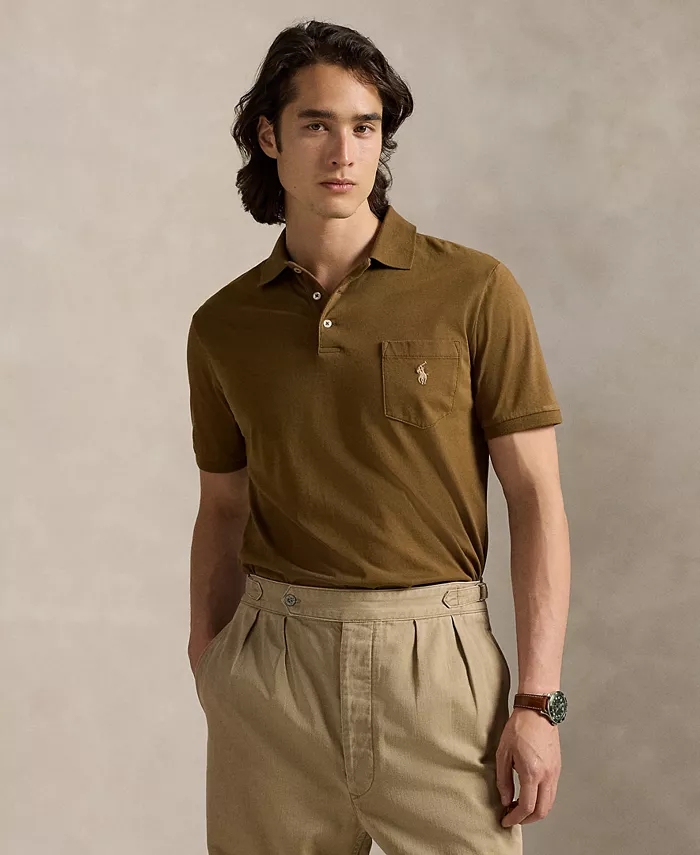 

Мужская классическая поло с карманом из джерси Polo Ralph Lauren, коричневый