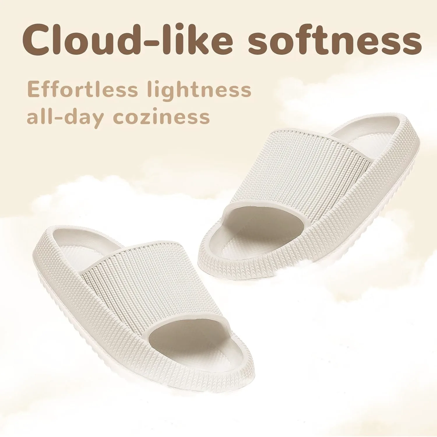 

Детские шлепанцы Rosyclo, облачные, с подушкой, нескользящей подошвой, бежевые