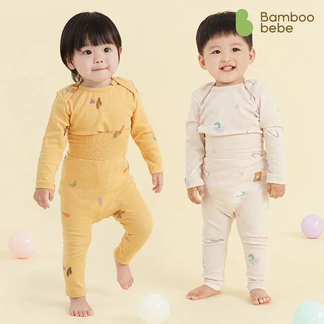 Детский комплект для сна Bamboo Rib Knit Space Forest с длинными рукавами от Bamboobebe — фото 2