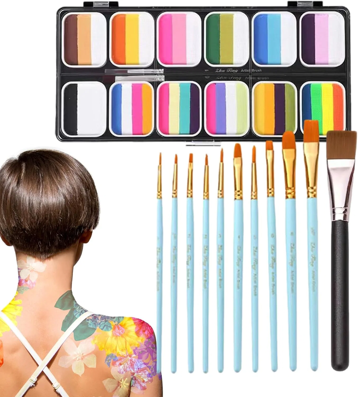 Палитра для лица и тела Rainbow Palette 12 цветов, синяя