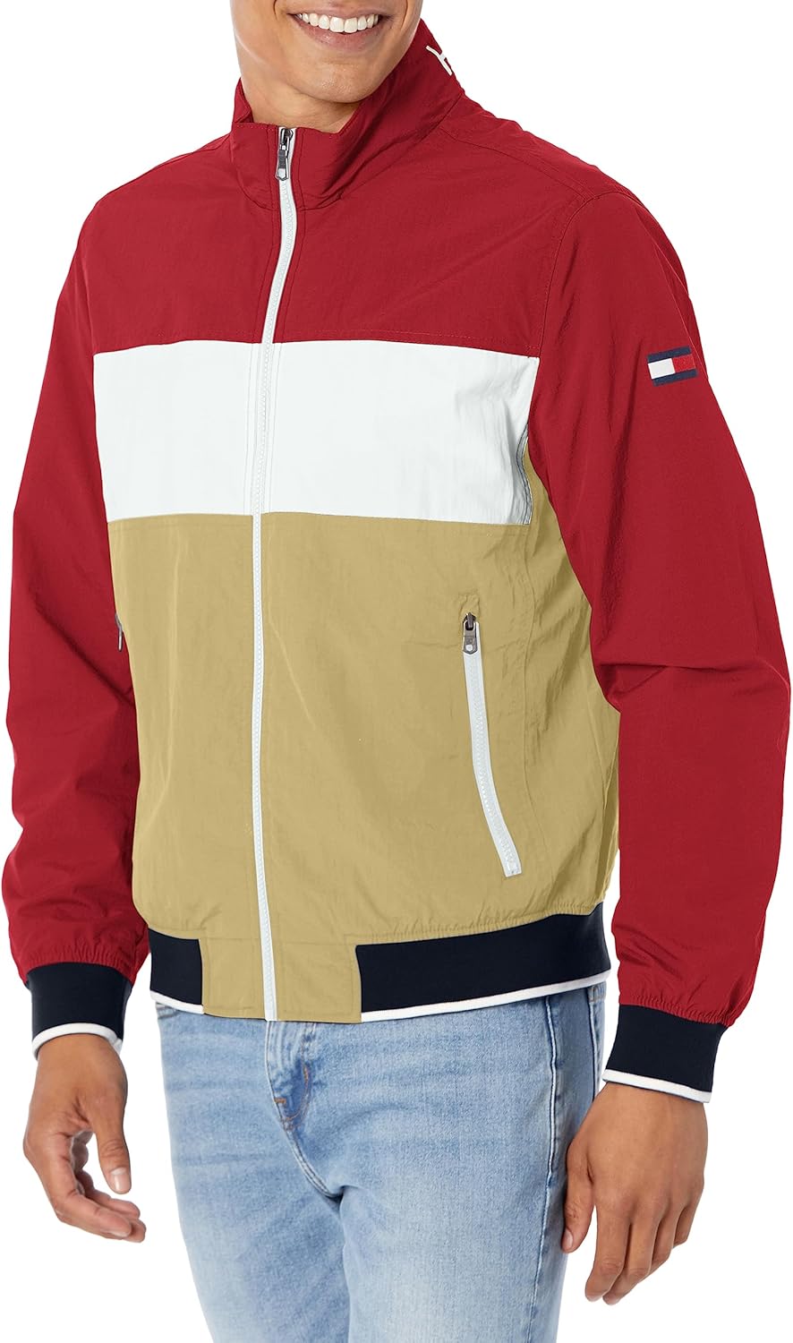 

Мужская куртка-бомбер для яхтинга Tommy Hilfiger, Khaki/Red Colorblock