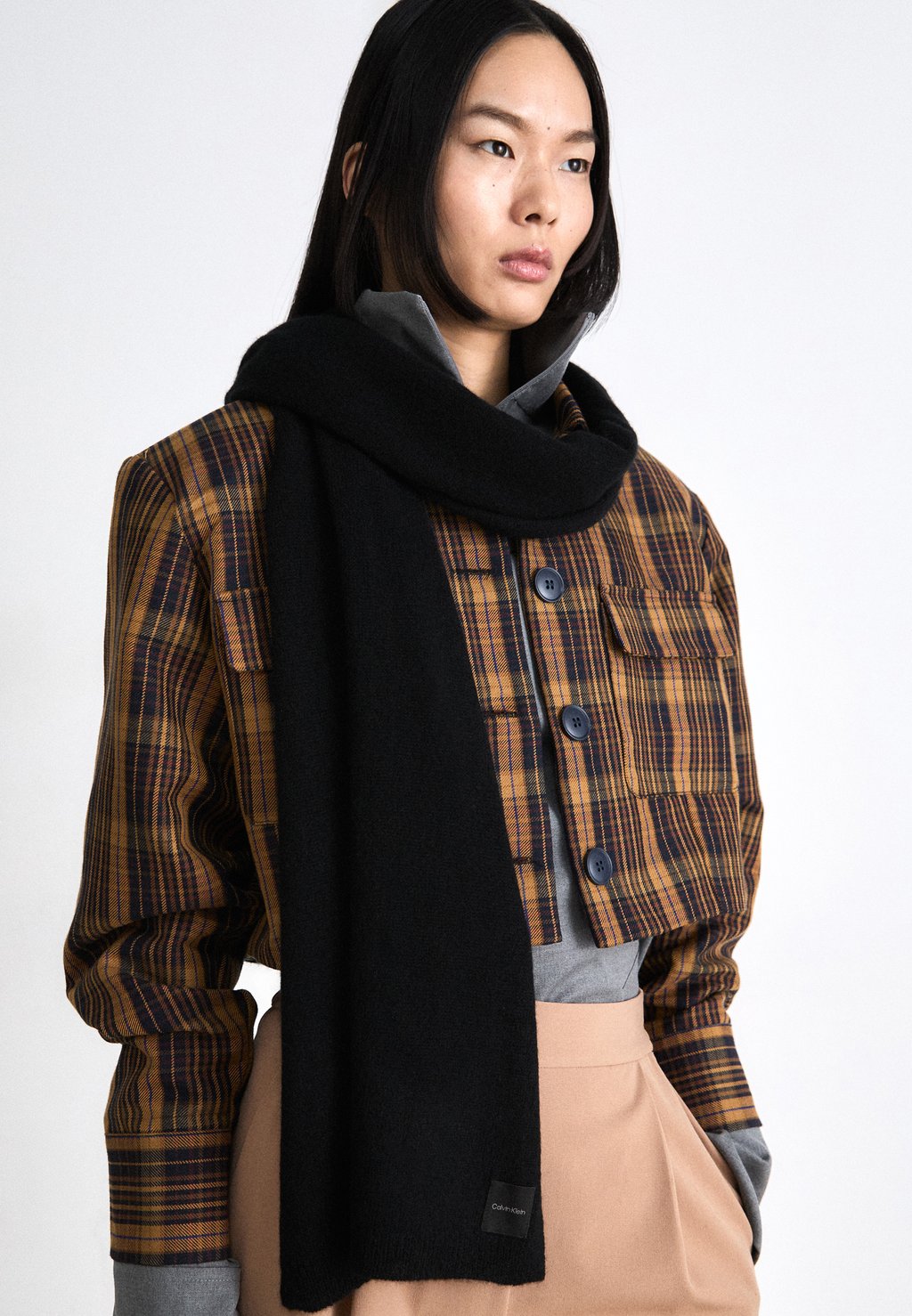 

Шарф CHUNKY OPEN SCARF Calvin Klein, черный