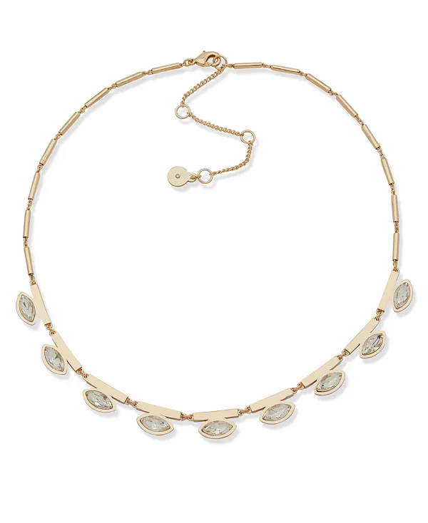 

Фронтальное ожерелье с золотистым камнем огранки «маркиза» Dkny, white