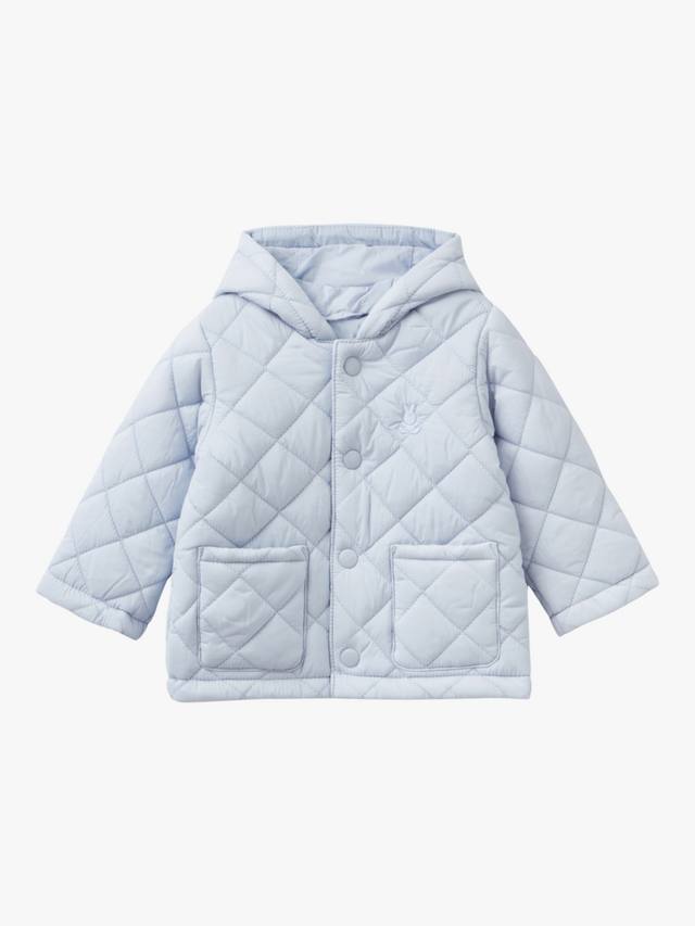 

Детская стеганая куртка с капюшоном Benetton, цвет Light Blue Powder