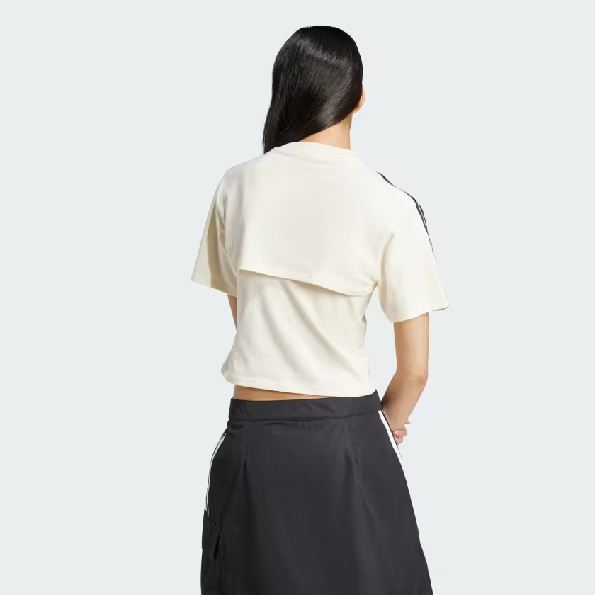 Adidas Originals Футболка Cali Tee с удлиненным плечом женская ivory/black — фото 3