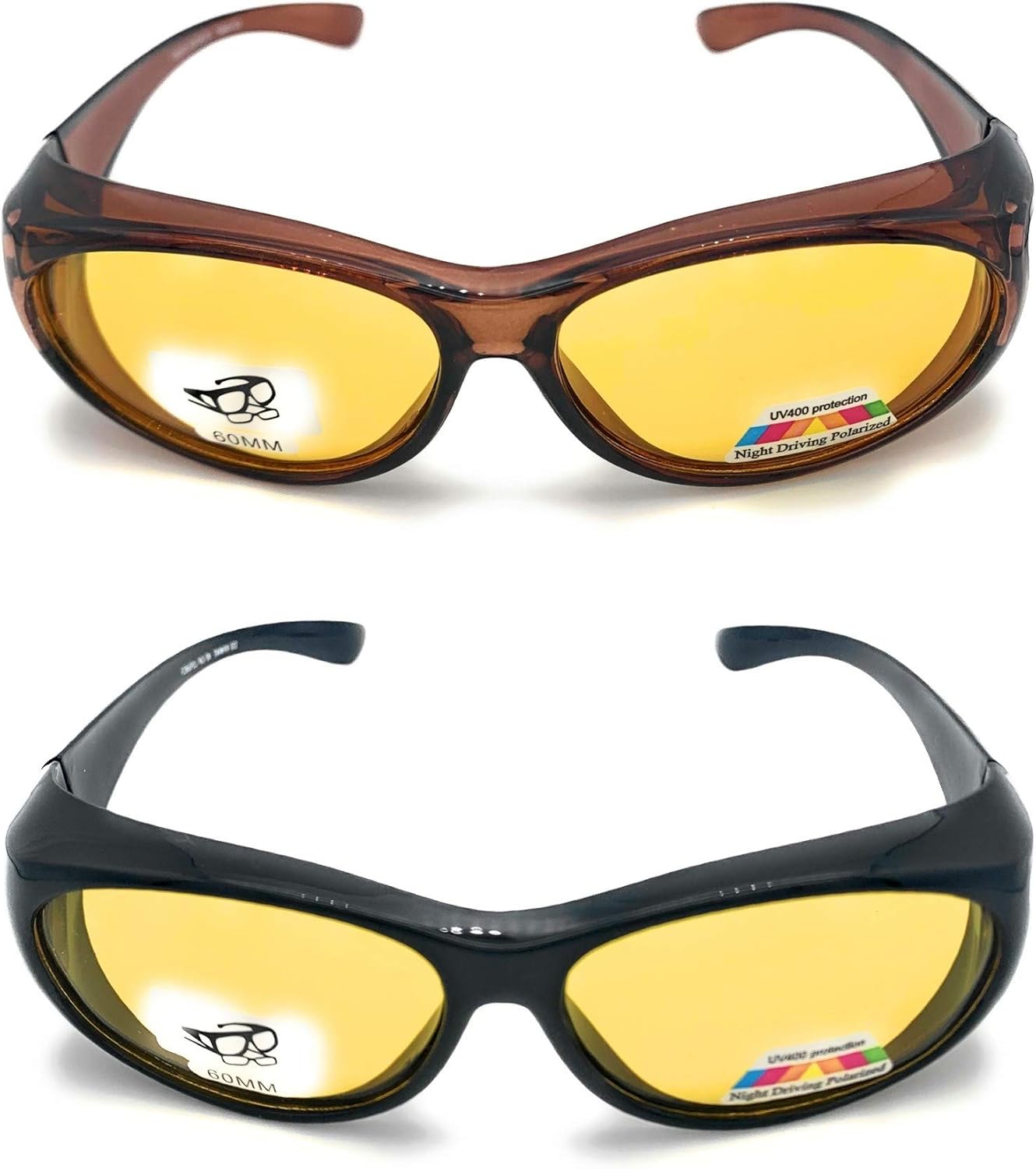 

Поляризованные солнцезащитные очки для вождения в ночное время для мужчин и женщин, надеваемые поверх обычных очков, с боковыми щитками Pink Ribbon Shades, Black/Brown