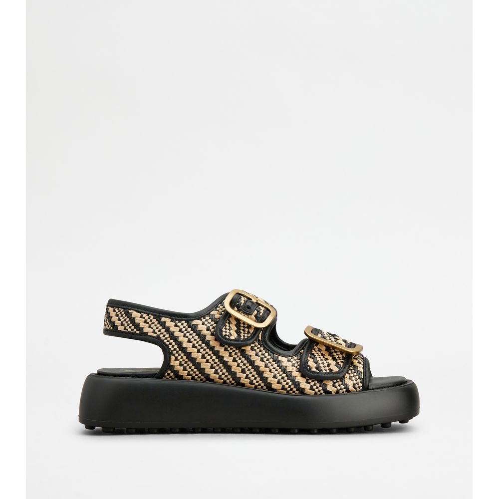 Сандалии из ткани TOD's, черный/бежевый