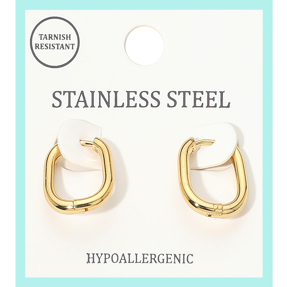 

Мини-серьги-кольца Huggie Hoop геометрической формы из нержавеющей стали Fashnzfab, золотой