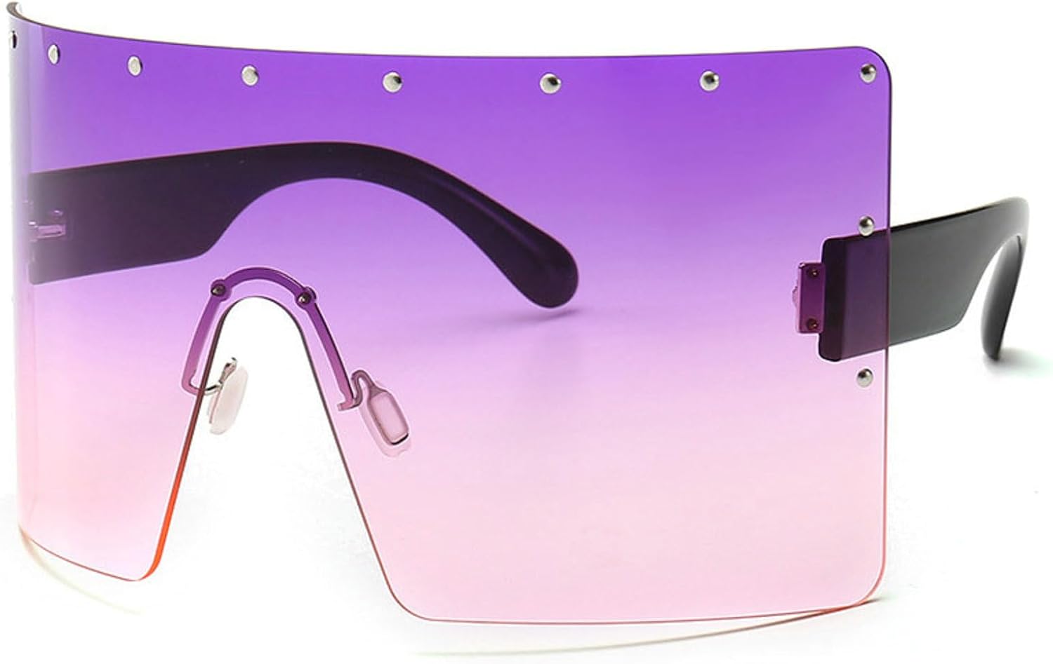 

Винтажные солнцезащитные очки-маска с заклепками, цельные, женские, модные, большие, квадратные, без оправы, солнцезащитные очки с градиентным переходом цвета mincl, Purple
