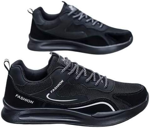 

Мужские модные кроссовки для улицы на шнуровке, с низким верхом, нескользящие, удобные для бега и походов Fmshi, черный