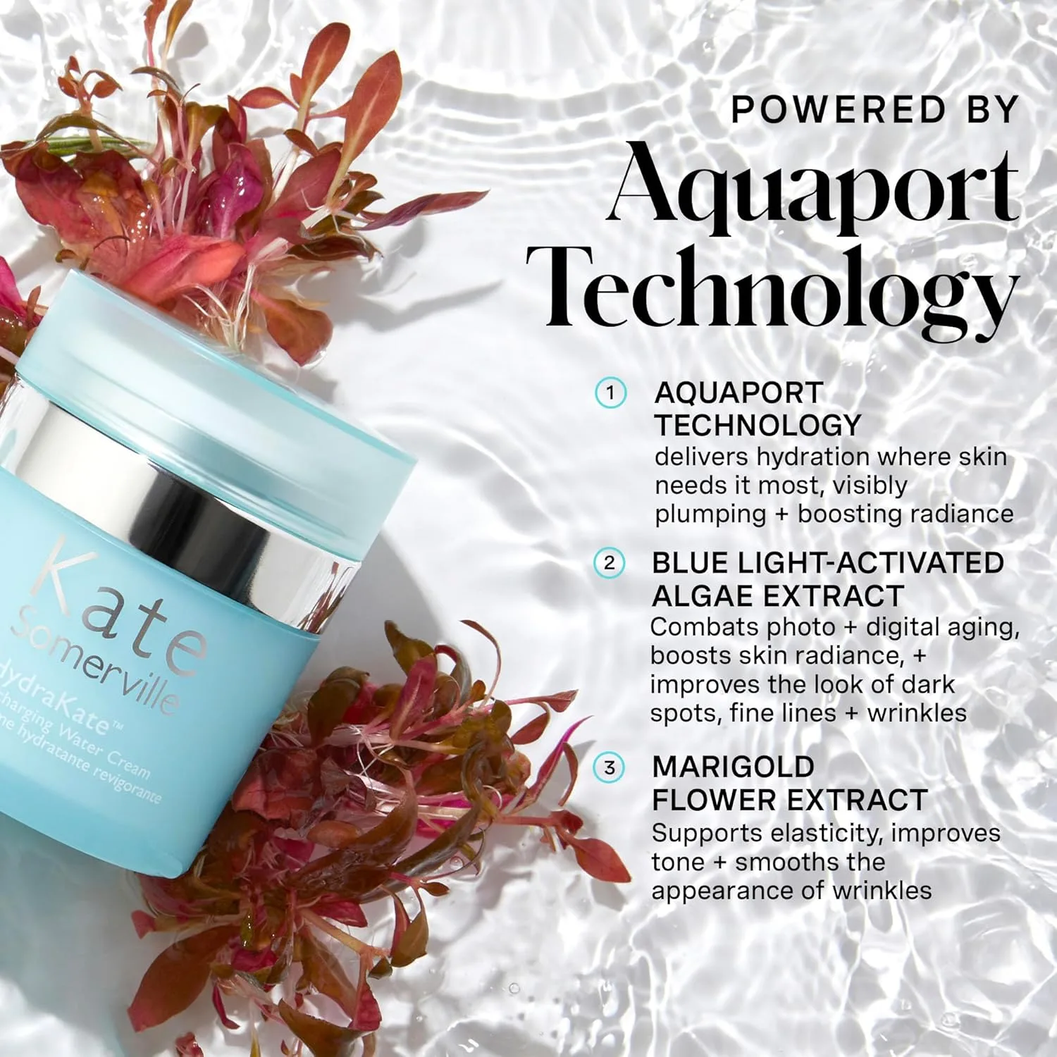 Увлажняющий крем для лица Kate Somerville HydraKate Recharging Water Cream - восстанавливает и заряжает энергией сухую, уставшую кожу, 48 мл., blue — фото 2